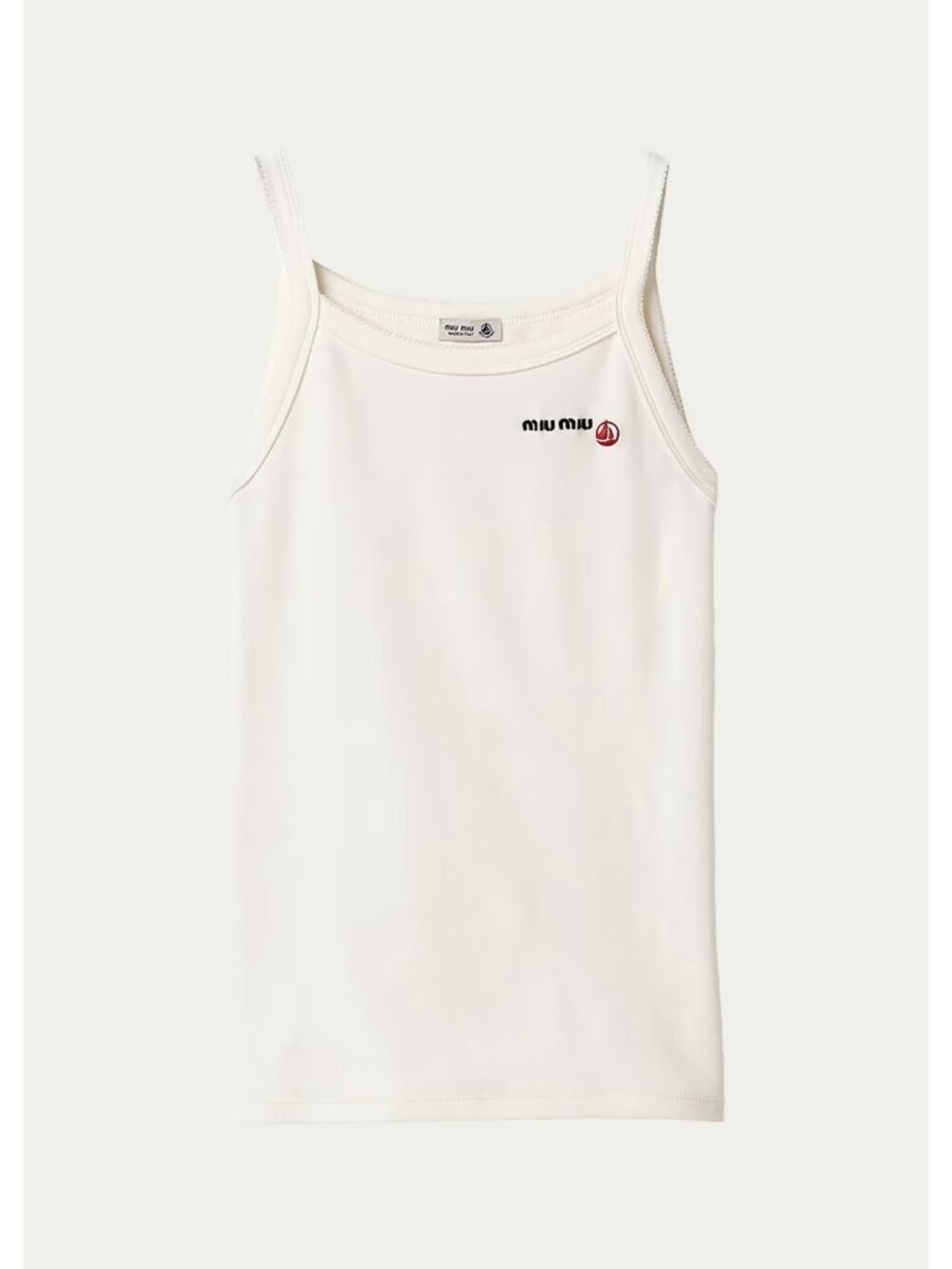 NWT Miu Miu Top Embroidered Tank Petit Bateau White Sz XL